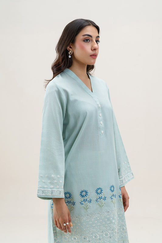 EMBROIDERED PEACH DORIA SHIRT (PRET)