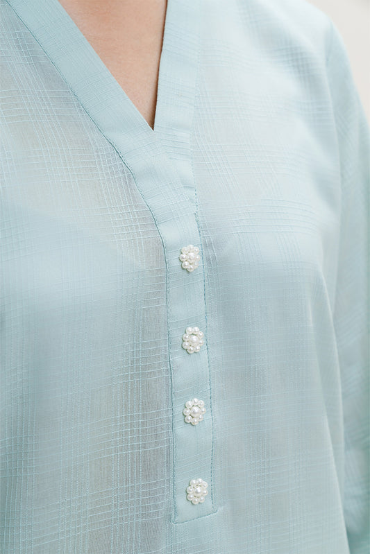 EMBROIDERED PEACH DORIA SHIRT (PRET)