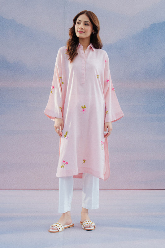 HAND EMBROIDERED YARN DYED SHIRT (PRET)