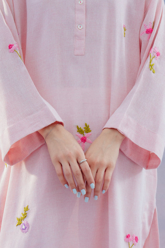 HAND EMBROIDERED YARN DYED SHIRT (PRET)