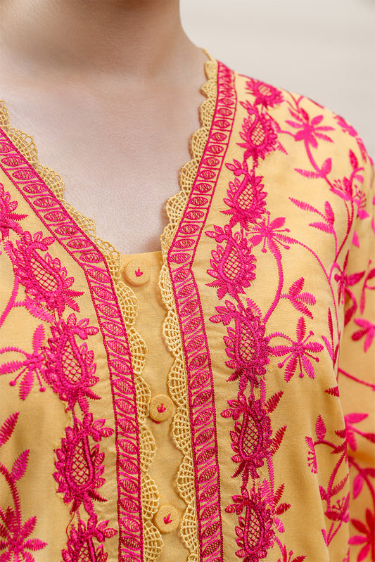 3 PIECE EMBROIDERED PAPER COTTON SUIT (PRET)