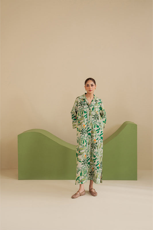 PRINTED COLLAR DRESS