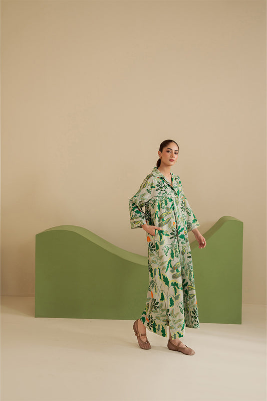 PRINTED COLLAR DRESS