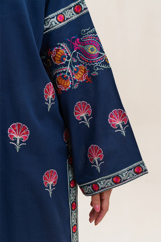 EMBROIDERED SLUB LAWN SHIRT (PRET)