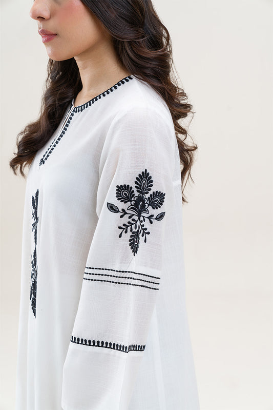 EMBROIDERED SLUB LAWN SHIRT (PRET)