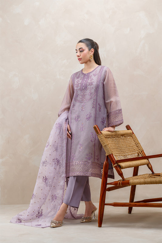 3 PIECE EMBROIDERED ORGANZA BADLA SUIT (LUXURY-PRET)