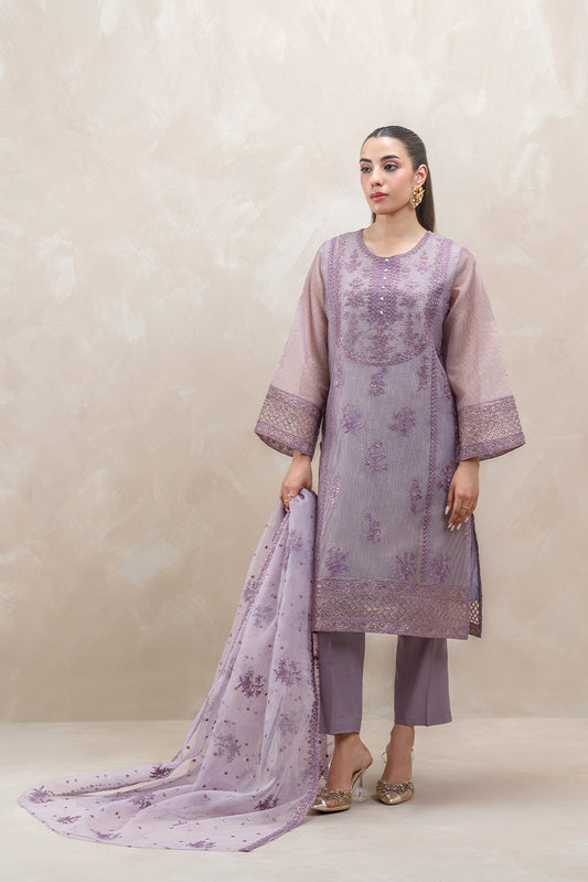 3 PIECE EMBROIDERED ORGANZA BADLA SUIT (LUXURY-PRET)