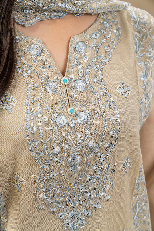 3 PIECE EMBROIDERED COTTON VISCOSE SUIT (LUXURY-PRET)