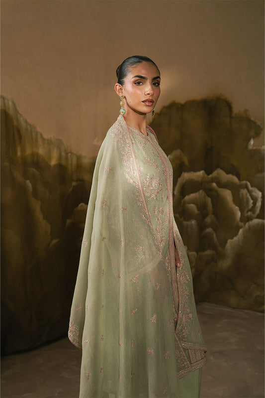 3 PIECE EMBROIDERED COTTON NET SUIT (LUXURY-PRET)