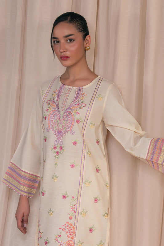 2 PIECE EMBROIDERED SPACE DYED SUIT (PRET)