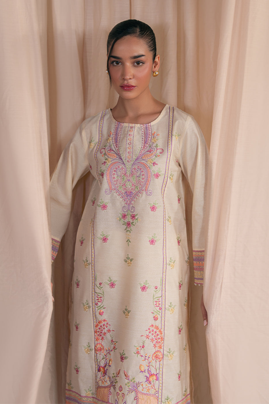 2 PIECE EMBROIDERED SPACE DYED SUIT (PRET)