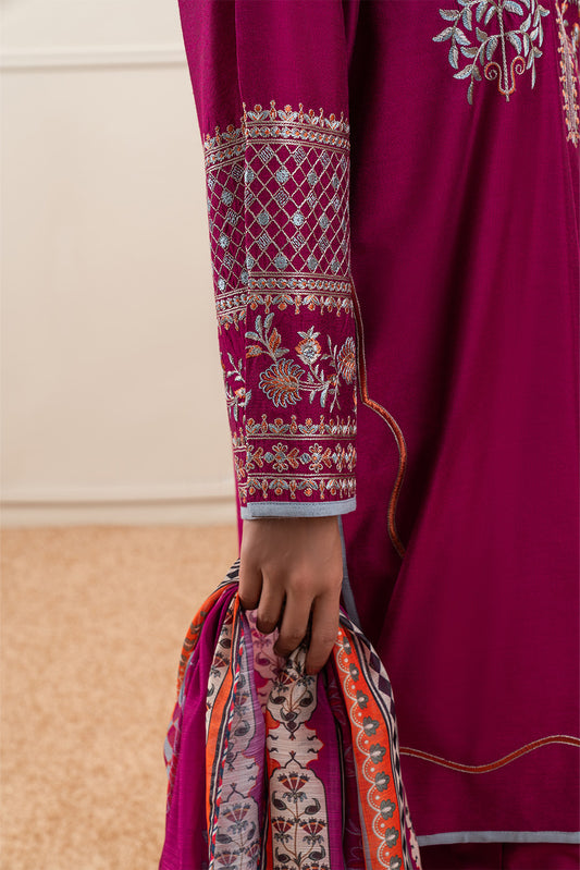 3 PIECE EMBROIDERED TWO TONE SUIT (PRET)