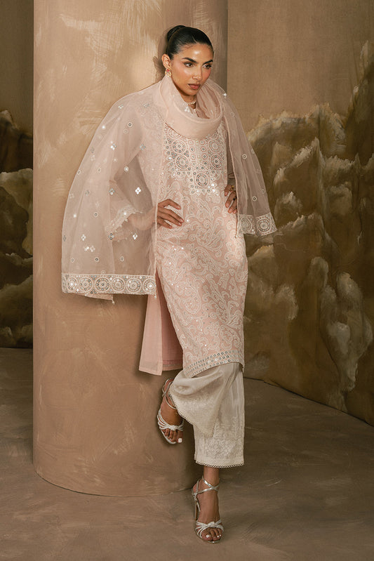 2 PIECE EMBROIDERED PAPER COTTON SUIT (LUXURY-PRET)