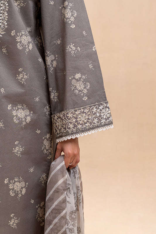 2 PIECE EMBROIDERED LAWN SUIT-GREY CHARM (UNSTITCHED)