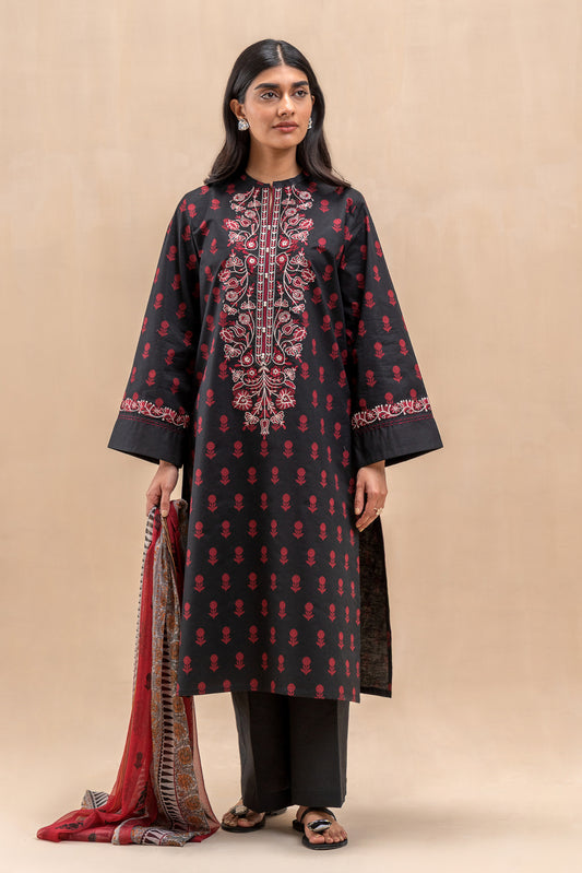 2 PIECE EMBROIDERED LAWN SUIT-CAVIAR CHARM (UNSTITCHED)