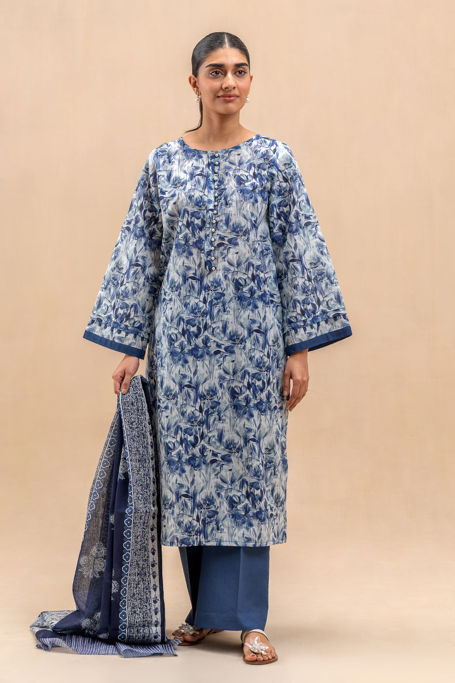 3 PIECE PRINTED LAWN SUIT-FLORAL HAZE (UNSTITCHED)