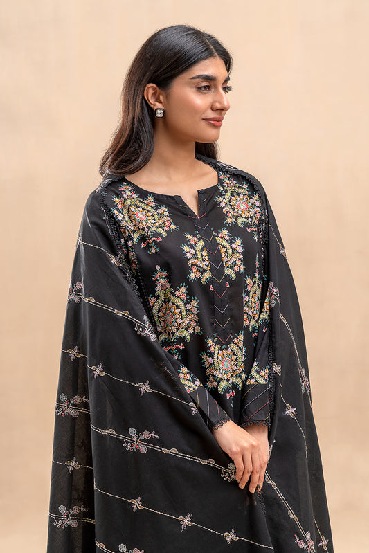 3 PIECE EMBROIDERED LAWN SUIT-MIDNIGHT GLOOM (UNSTITCHED)