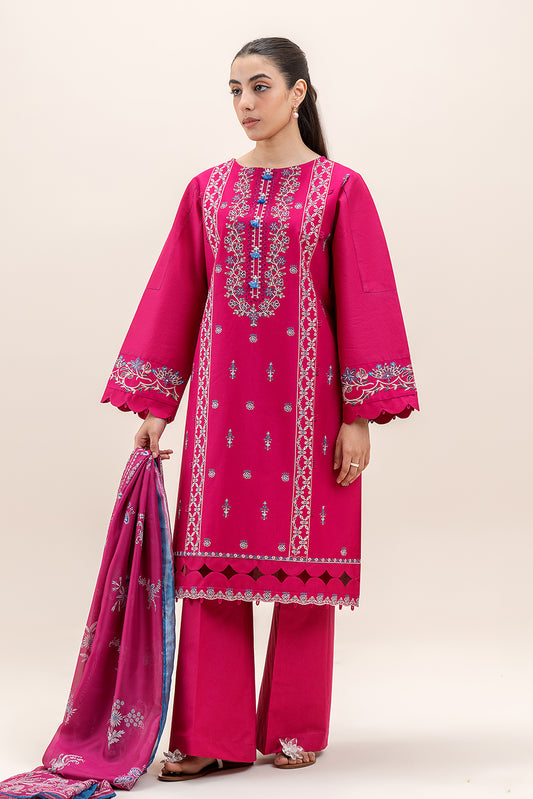 3 PIECE EMBROIDERED LAWN SUIT-MULBERRY MUSK (UNSTITCHED)