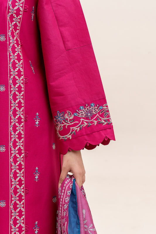 3 PIECE EMBROIDERED LAWN SUIT-MULBERRY MUSK (UNSTITCHED)