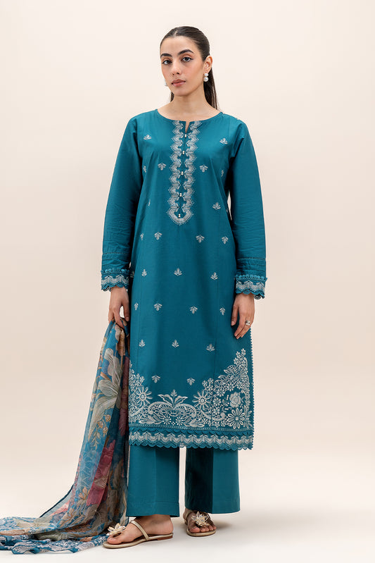 3 PIECE EMBROIDERED LAWN SUIT-SPRUCE AURA (UNSTITCHED)