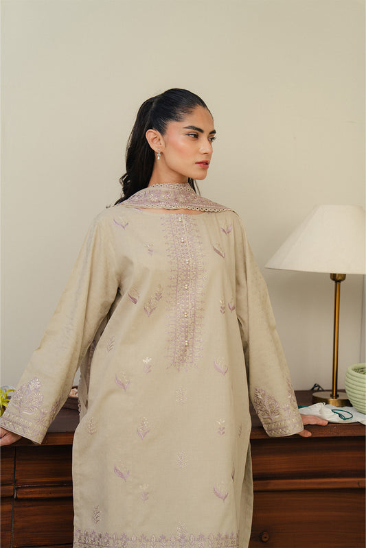 3 PIECE EMBROIDERED SELF JACQUARD SUIT-SERENE GLOW (UNSTITCHED)