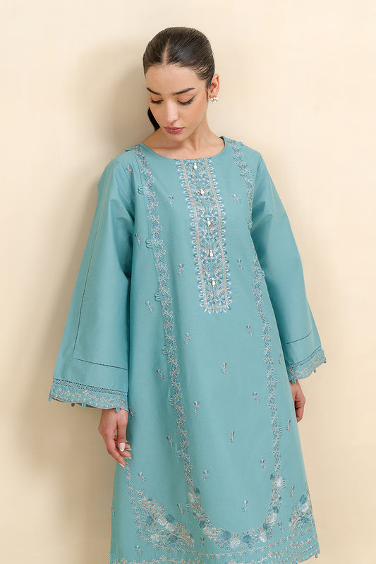 2 PIECE EMBROIDERED LAWN SUIT-TEAL BLUSH (UNSTITCHED)