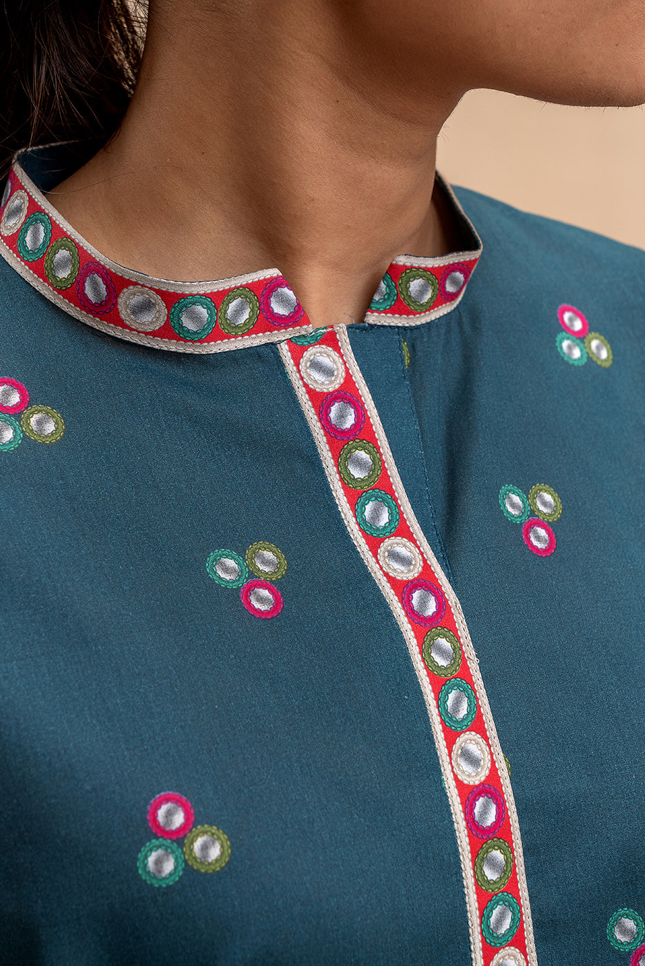 3 PIECE PRINTED LAWN SUIT-TRIBAL BLUE (UNSTITCHED)