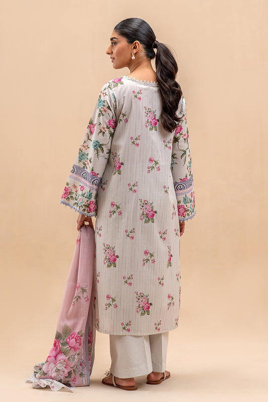 3 PIECE PRINTED LAWN SUIT-PEARL ORCHID (UNSTITCHED)