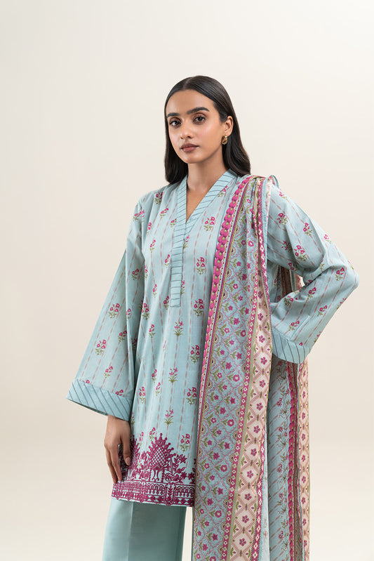 3 PIECE EMBROIDERED LAWN SUIT-PALE TURQOISE (UNSTITCHED)