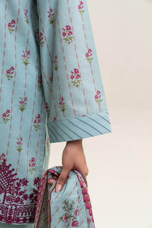 3 PIECE EMBROIDERED LAWN SUIT-PALE TURQOISE (UNSTITCHED)