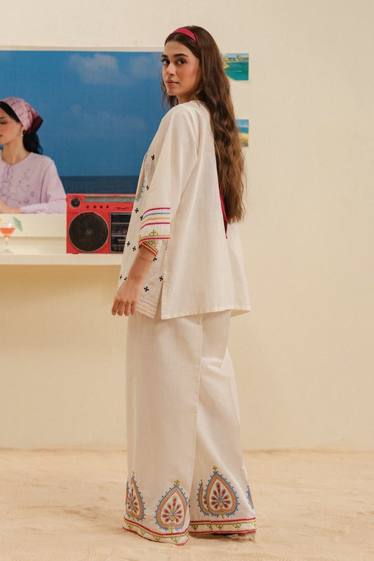 2 PIECE EMBROIDERED SLUB SUIT (FLOW)