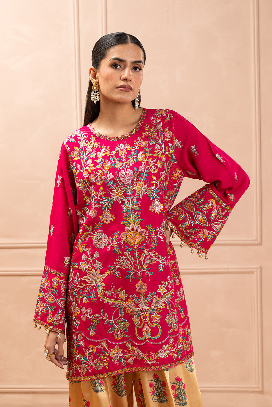 EMBROIDERED RAW SILK SHIRT (LUXURY PRET)
