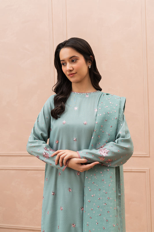 3 PIECE EMBROIDERED RAW SILK SUIT (LUXURY PRET)