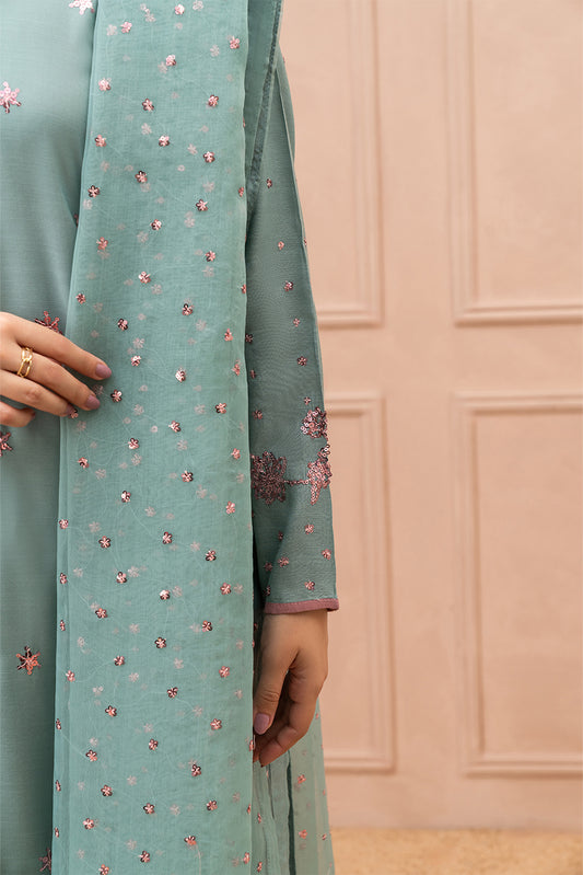 3 PIECE EMBROIDERED RAW SILK SUIT (LUXURY PRET)
