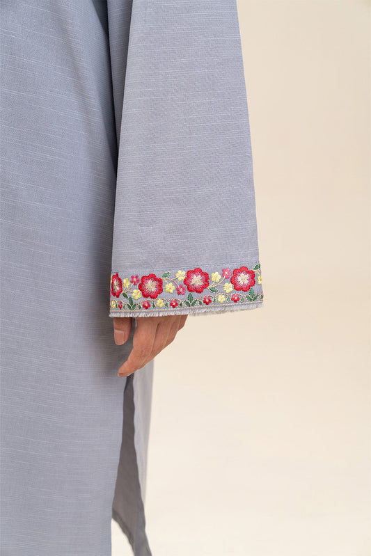 2 PIECE EMBROIDERED SLUB SUIT (PRET)