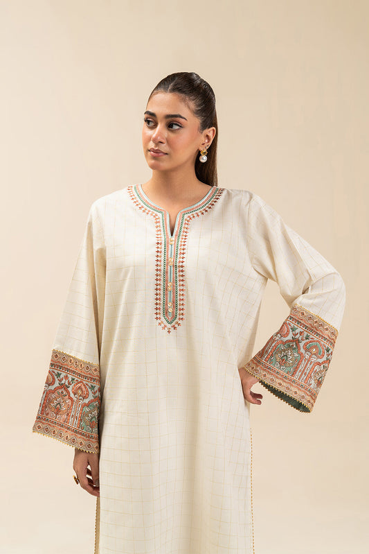 EMBROIDERED YARN DYED LUREX SHIRT (PRET)