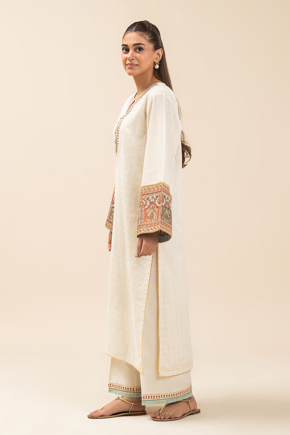 EMBROIDERED YARN DYED LUREX SHIRT (PRET)