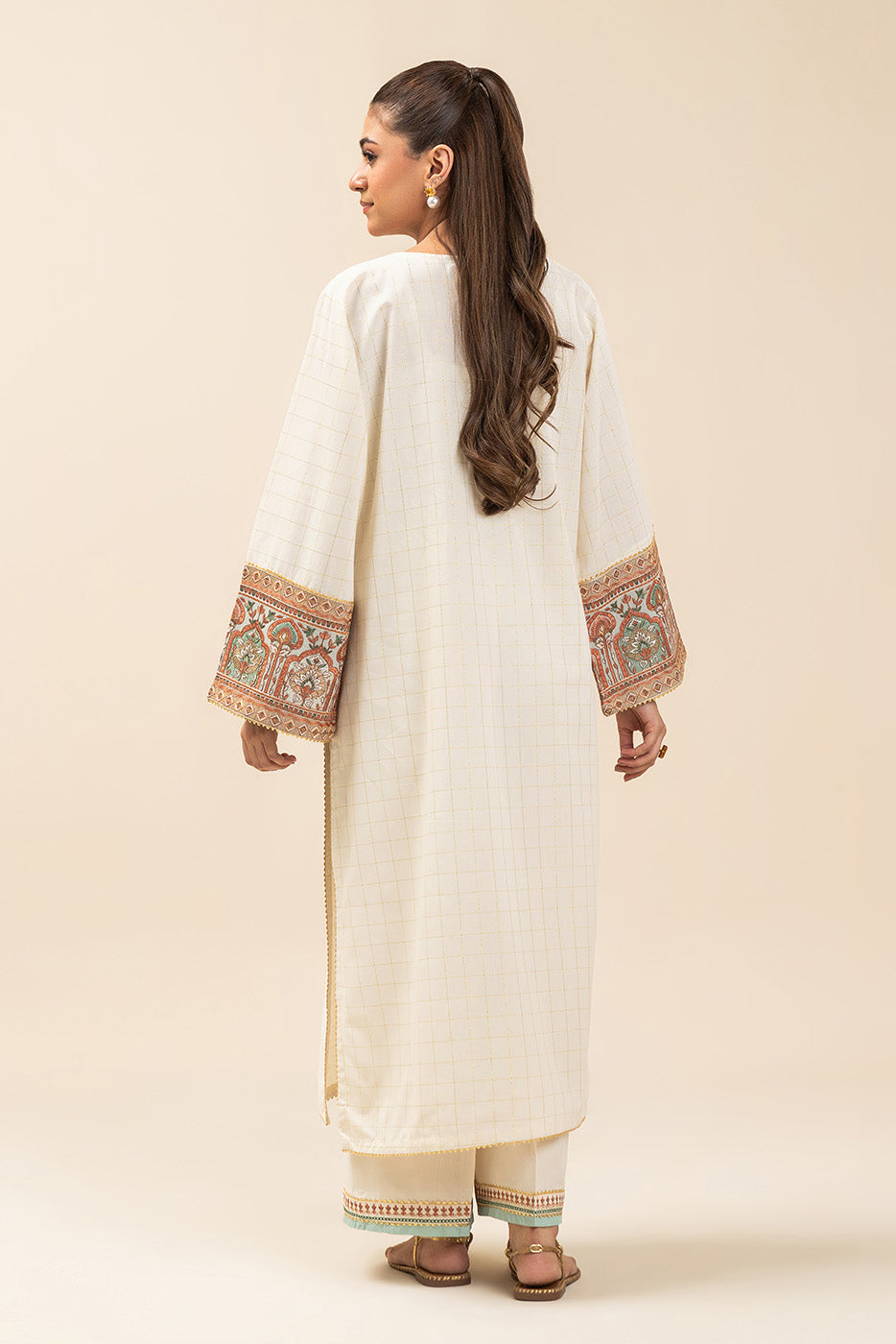 EMBROIDERED YARN DYED LUREX SHIRT (PRET)