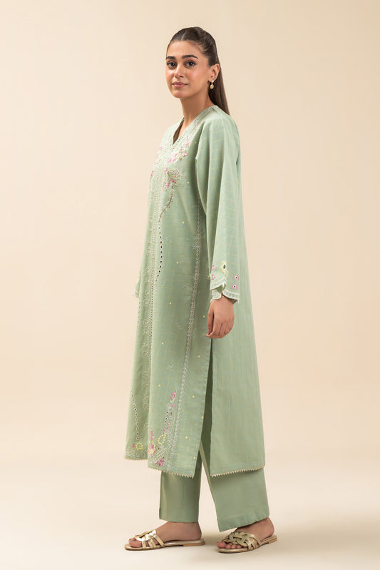 2 PIECE EMBROIDERED YARN DYED LUREX SUIT (PRET)