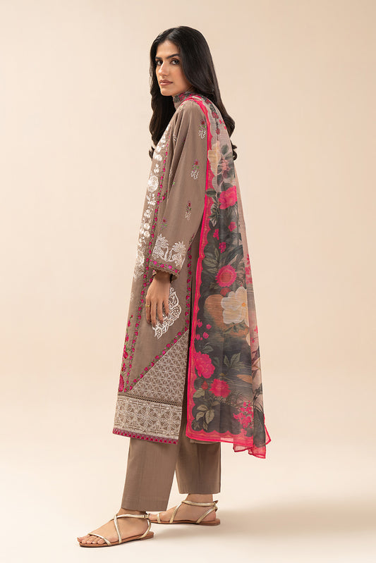 3 PIECE EMBROIDERED TWO WAY SLUB SUIT (PRET)