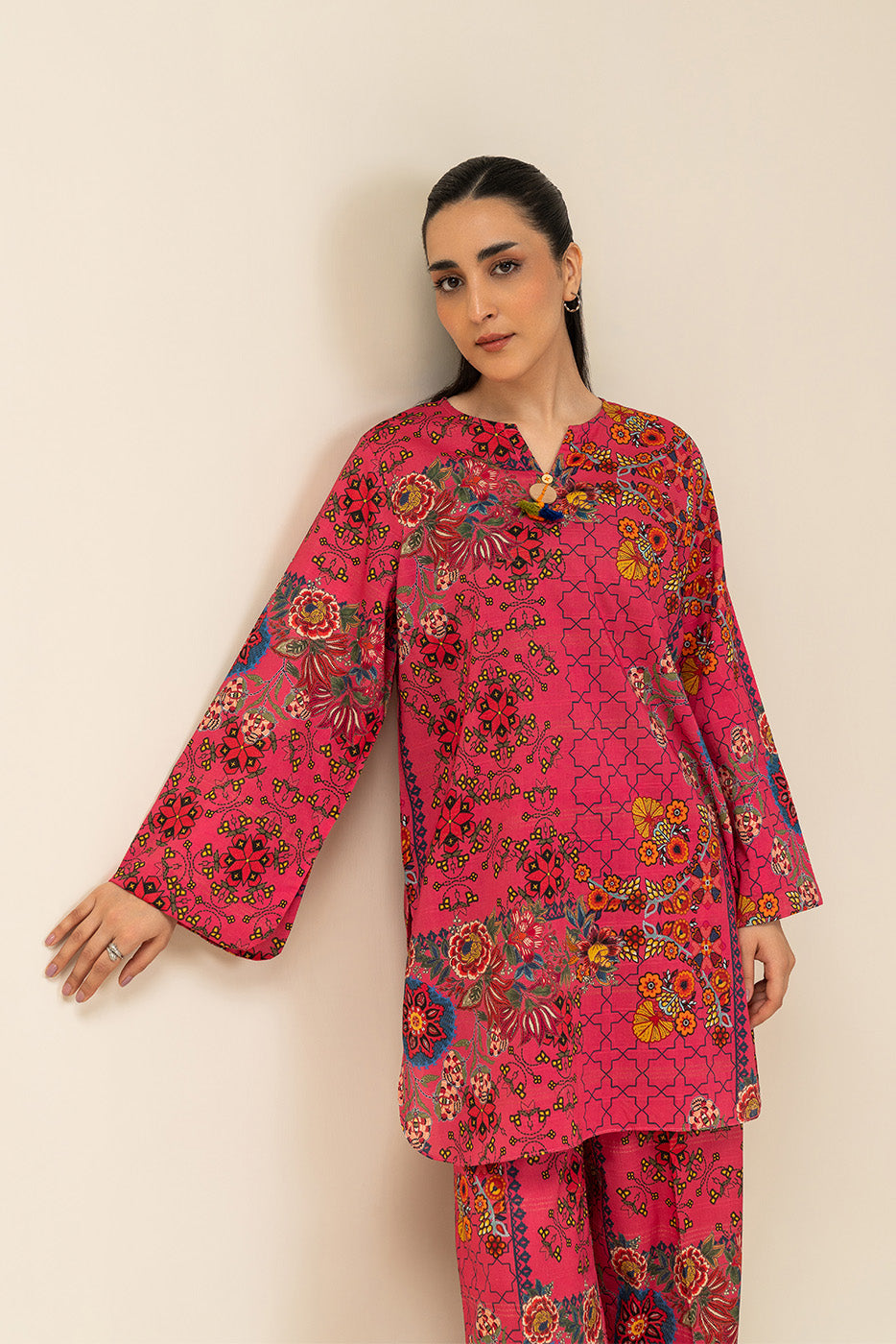 2 PIECE PRINTED LUREX LAWN SUIT (PRET)