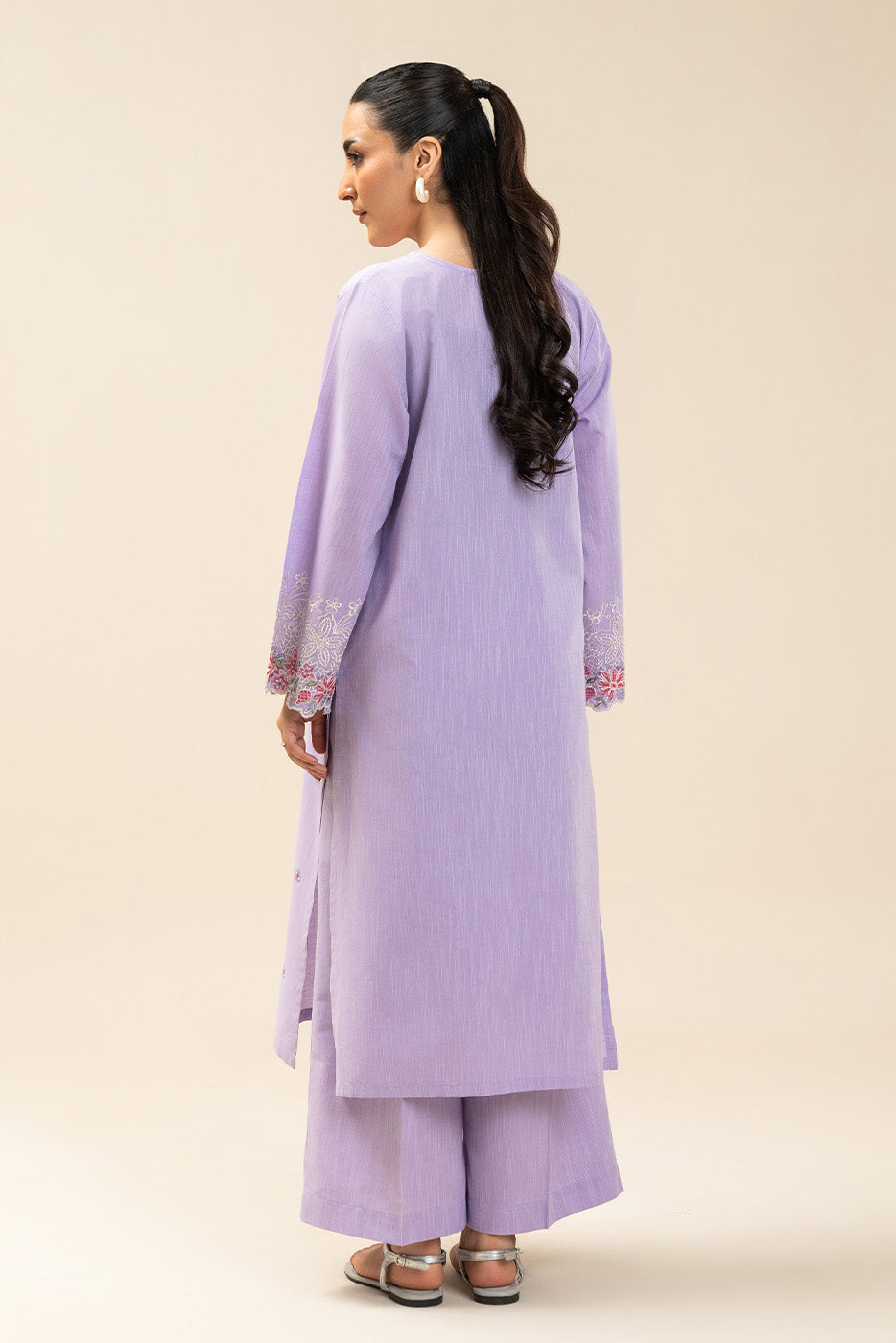 2 PIECE EMBROIDERED CHAMBRAY SUIT (PRET)