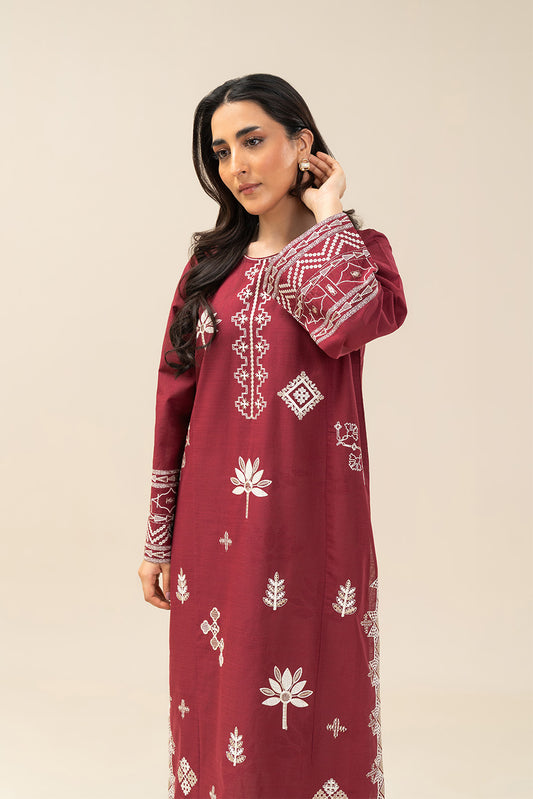 2 PIECE EMBROIDERED TWO WAY SLUB SUIT (PRET)