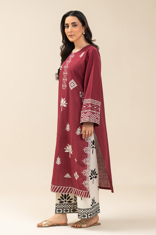 2 PIECE EMBROIDERED TWO WAY SLUB SUIT (PRET)