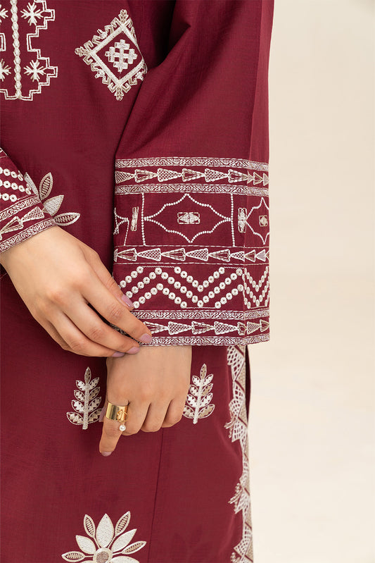 2 PIECE EMBROIDERED TWO WAY SLUB SUIT (PRET)