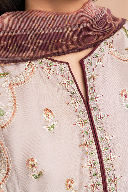 3 PIECE EMBROIDERED TWO TONE SUIT (LUXURY PRET)