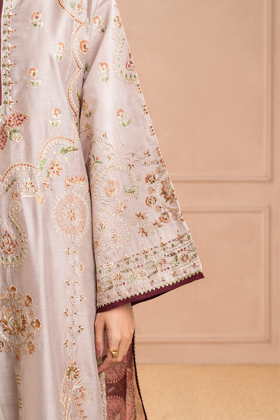 3 PIECE EMBROIDERED TWO TONE SUIT (LUXURY PRET)