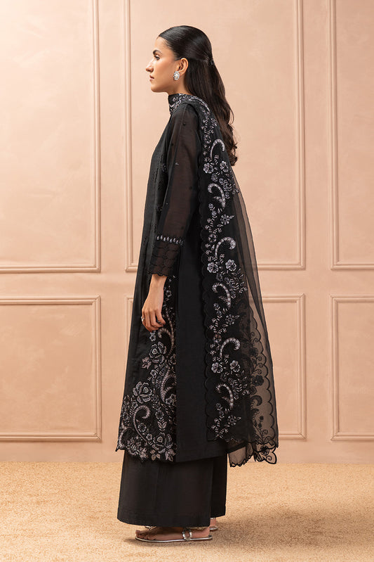 3 PIECE EMBROIDERED PAPER COTTON SUIT (LUXURY PRET)
