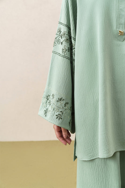 2 PIECE EMBROIDERED POLY CREPE SUIT (FLOW)