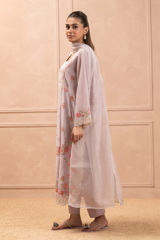3 PIECE EMBROIDERED GOLD ZARI SUIT (HIGH CASUAL)